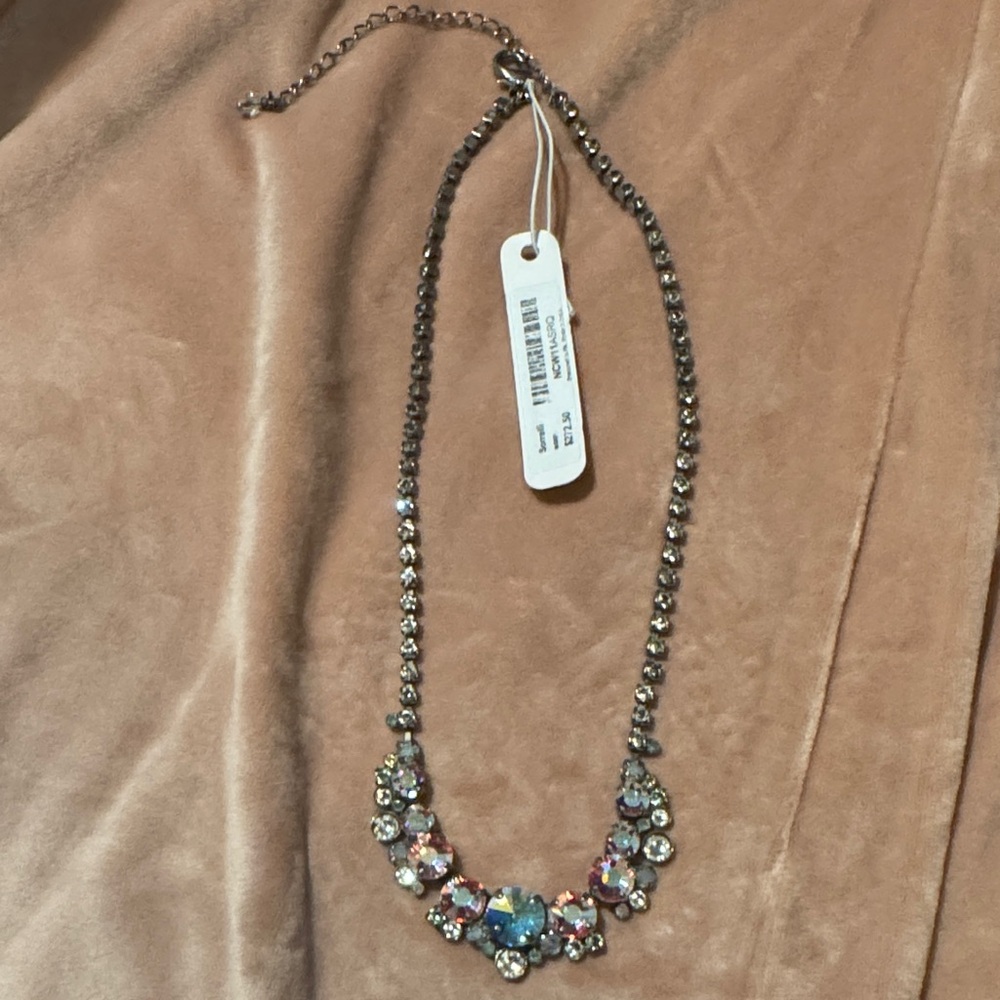 Sorrelli Silver Necklace with Blue and Pink Crystals